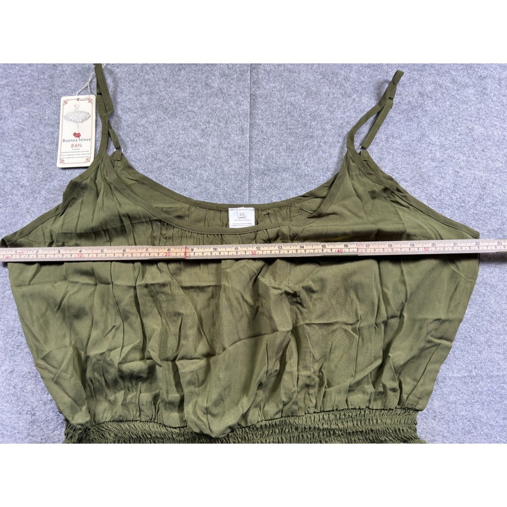 Buenos Ninos Romper Womens XXL Olive Green Smocked Waist Adjustable Straps NEW - Picture 11 of 14